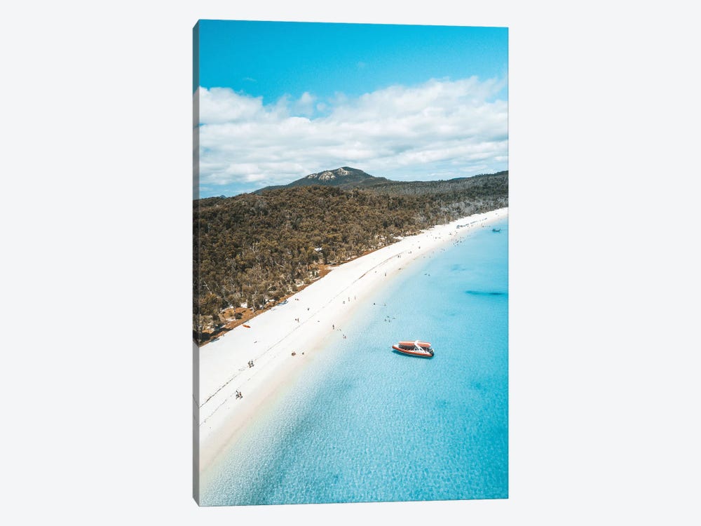Blue Water White Sand Island Beach Aerial by James Vodicka 1-piece Canvas Wall Art
