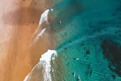 Surfers at The Pass by James Vodicka art print