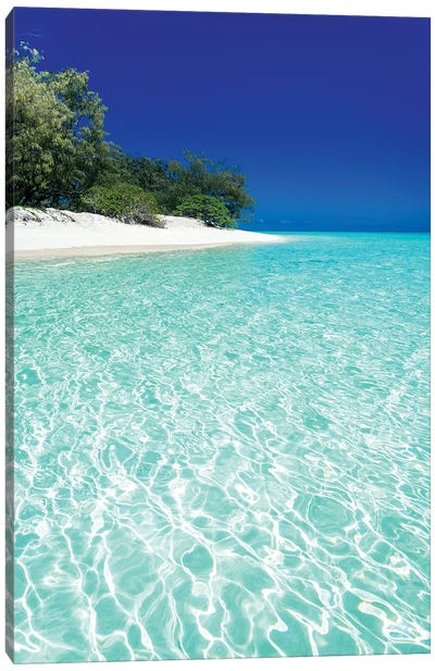 Tropical Island Blue Water Beach Landscape Canvas Art Print