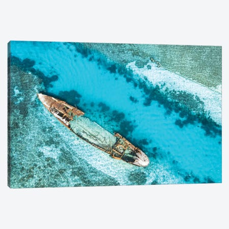 Tropical Island Shipwreck Aerial Canvas Print #JVO204} by James Vodicka Canvas Art