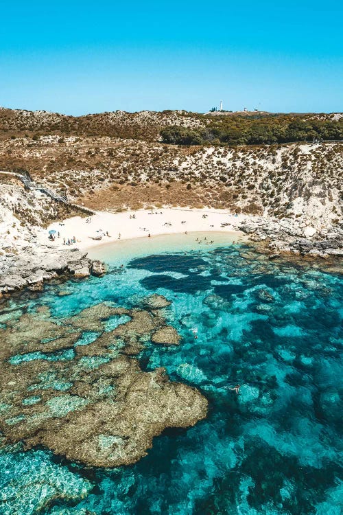 Turquoise Coral Reef Beach Aerial