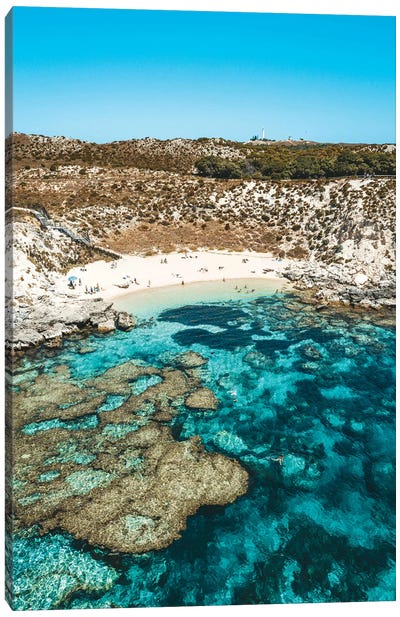Turquoise Coral Reef Beach Aerial Canvas Art Print - James Vodicka