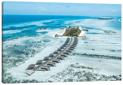 Club Med Finolhu Island Resort Aerial Canvas Art Print - Island Art