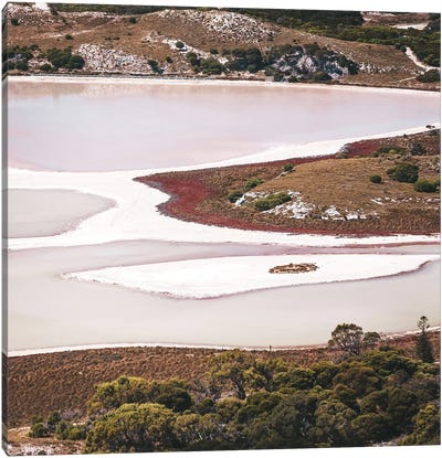 Abstract Pink Salt Lakes Aerial Canvas Art Print - James Vodicka