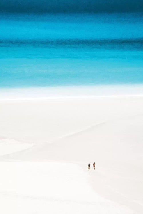 Couple Walk Secluded White Sand Beach