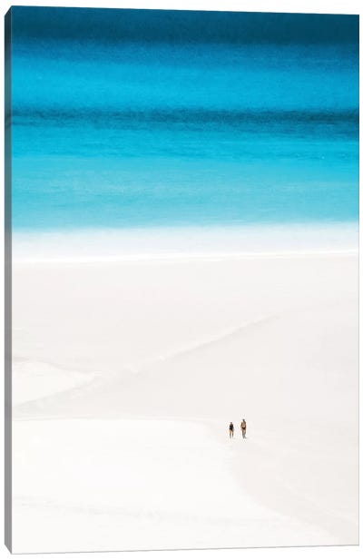 Couple Walk Secluded White Sand Beach Canvas Art Print - James Vodicka