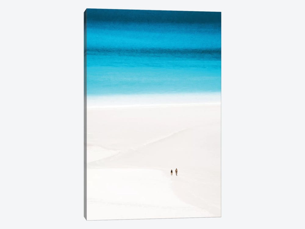 Couple Walk Secluded White Sand Beach by James Vodicka 1-piece Canvas Art