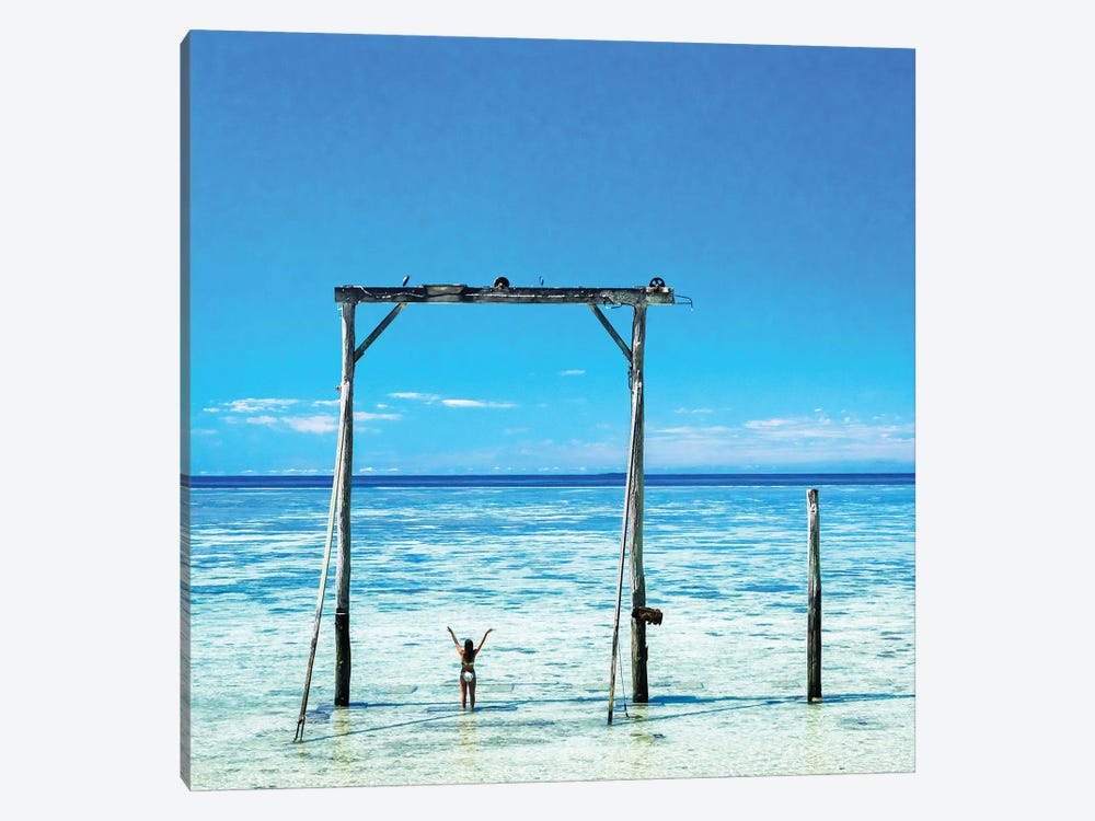 Excited Girl Great Barrier Reef Travel by James Vodicka 1-piece Canvas Print