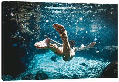 Fairy Pools Swimmer Underwater Canvas Art Print - Action Shot Photography