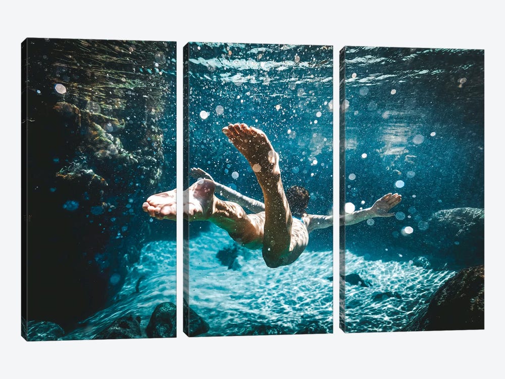 Fairy Pools Swimmer Underwater by James Vodicka 3-piece Canvas Artwork