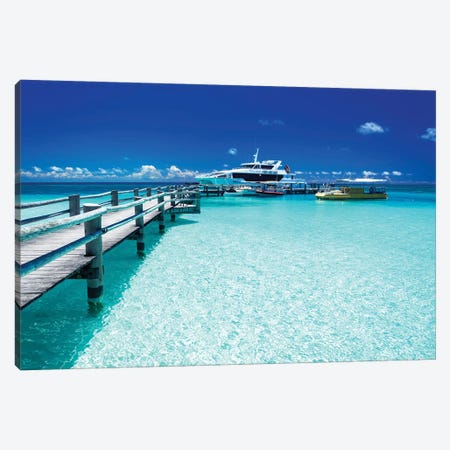 Heron Island Jetty with Ferry Canvas Print #JVO49} by James Vodicka Canvas Art