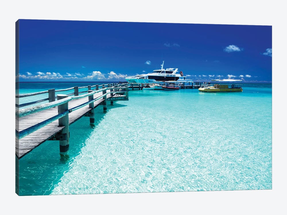 Heron Island Jetty with Ferry by James Vodicka 1-piece Canvas Artwork