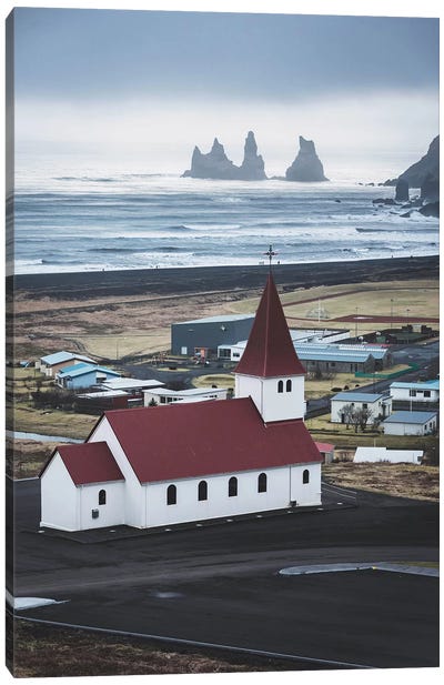 Icelandic Church Ocean View Canvas Art Print - Iceland Art