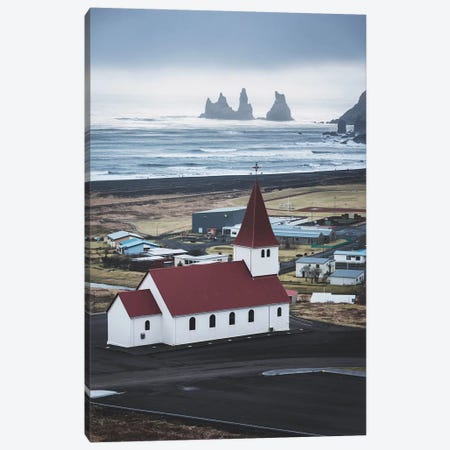 Icelandic Church Ocean View Canvas Print #JVO55} by James Vodicka Canvas Art