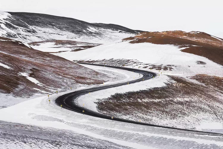 Icelandic Winter Road With Switchbacks