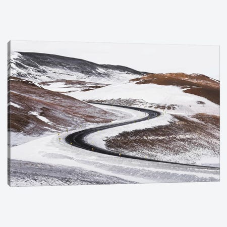 Icelandic Winter Road With Switchbacks Canvas Print #JVO61} by James Vodicka Canvas Art