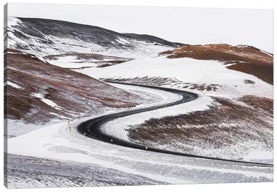Icelandic Winter Road With Switchbacks Canvas Art Print - James Vodicka
