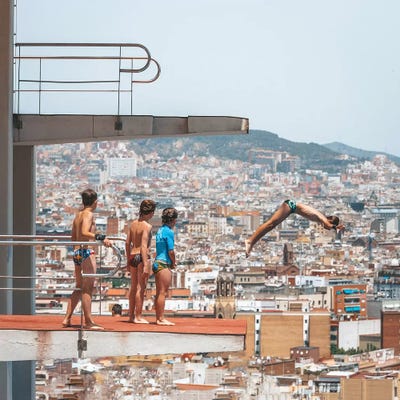 Barcelona Divers by James Vodicka art print
