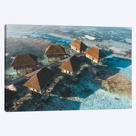 Maldives Overwater Bungalows Aerial Canvas Print #JVO94} by James Vodicka Canvas Artwork