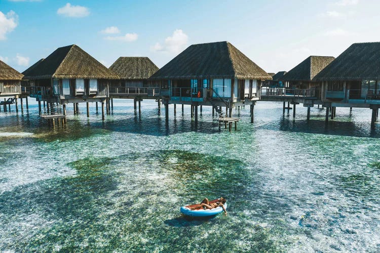 Maldives Resort Bungalows Girl Pool Float