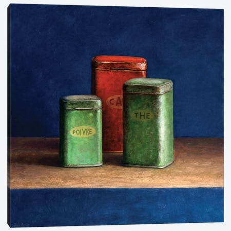 Tin Boxes I Canvas Print #JVR9} by Jos van Riswick Canvas Art
