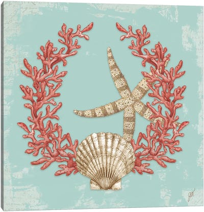 Coral Wreath I Canvas Art Print - Starfish Art