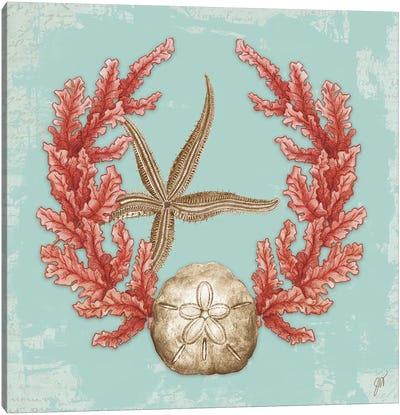 Coral Wreath II Canvas Art Print - Coral Art