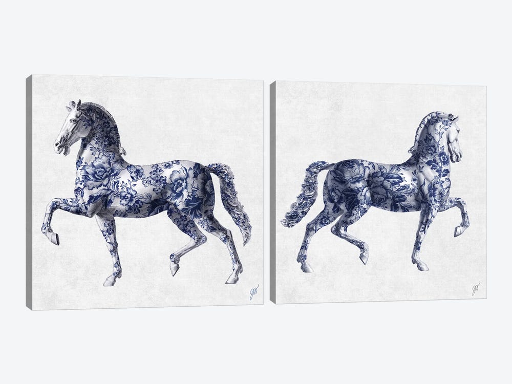 China Stallion Diptych by Jackie Von Tobel 2-piece Canvas Print