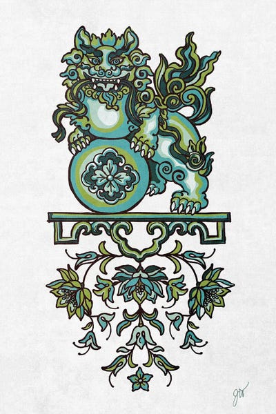 Chinese Décor: Foo Man Poodle I by Jackie Von Tobel