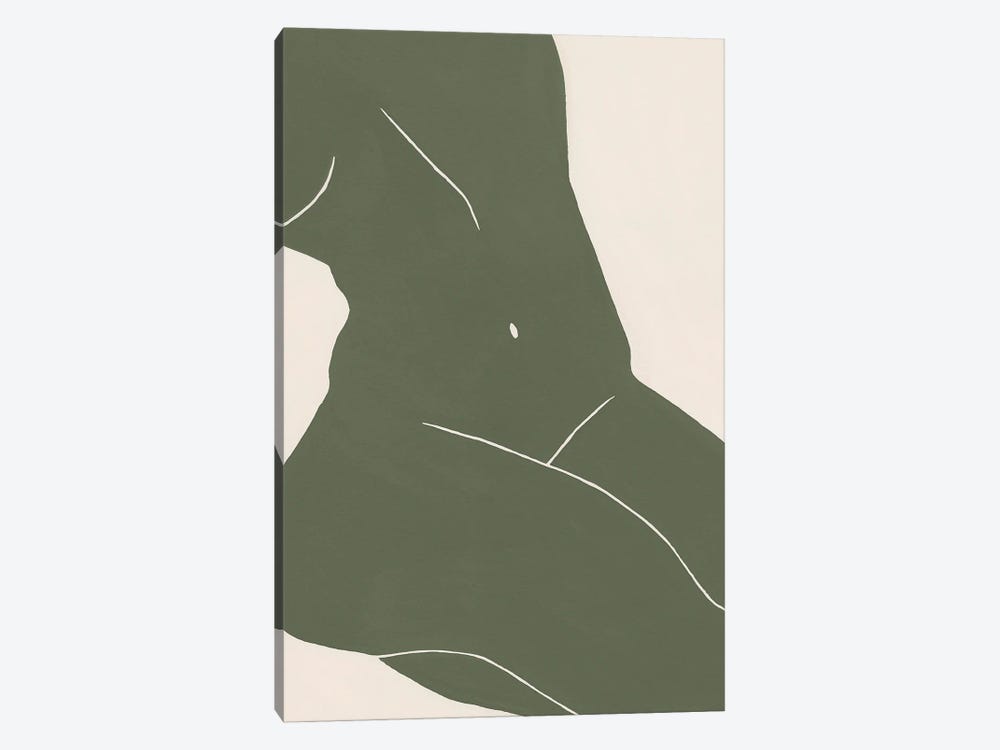 Green Abstract Nude by Jen Wang Studios 1-piece Canvas Print