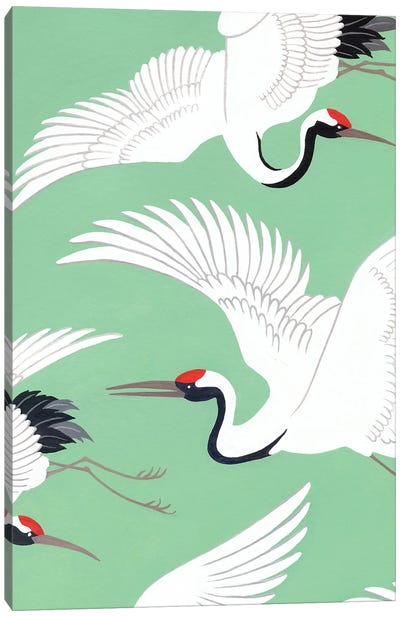 Japanese Cranes Canvas Art Print - Jen Wang Studios