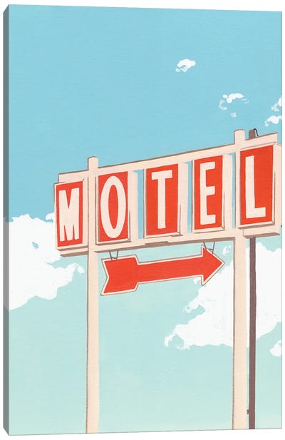 Motel Sign Canvas Art Print - Jen Wang Studios