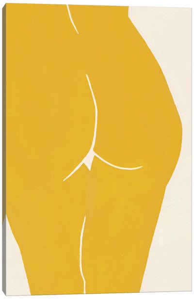 Mustard Yellow Nude Art Canvas Art Print - Jen Wang Studios