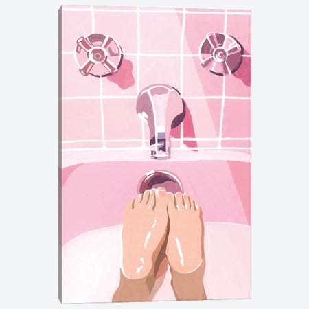 Pink Bathtub Canvas Print #JWG23} by Jen Wang Studios Canvas Print