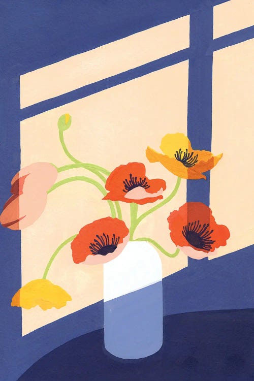 Poppies Tulips Bouquet by Jen Wang Studios wall art