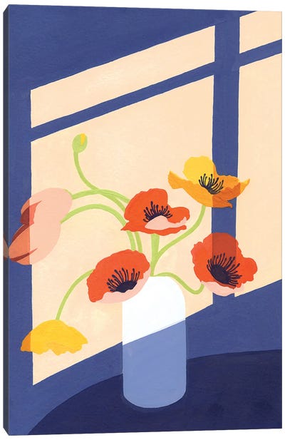 Poppies Tulips Bouquet Canvas Art Print - Jen Wang Studios