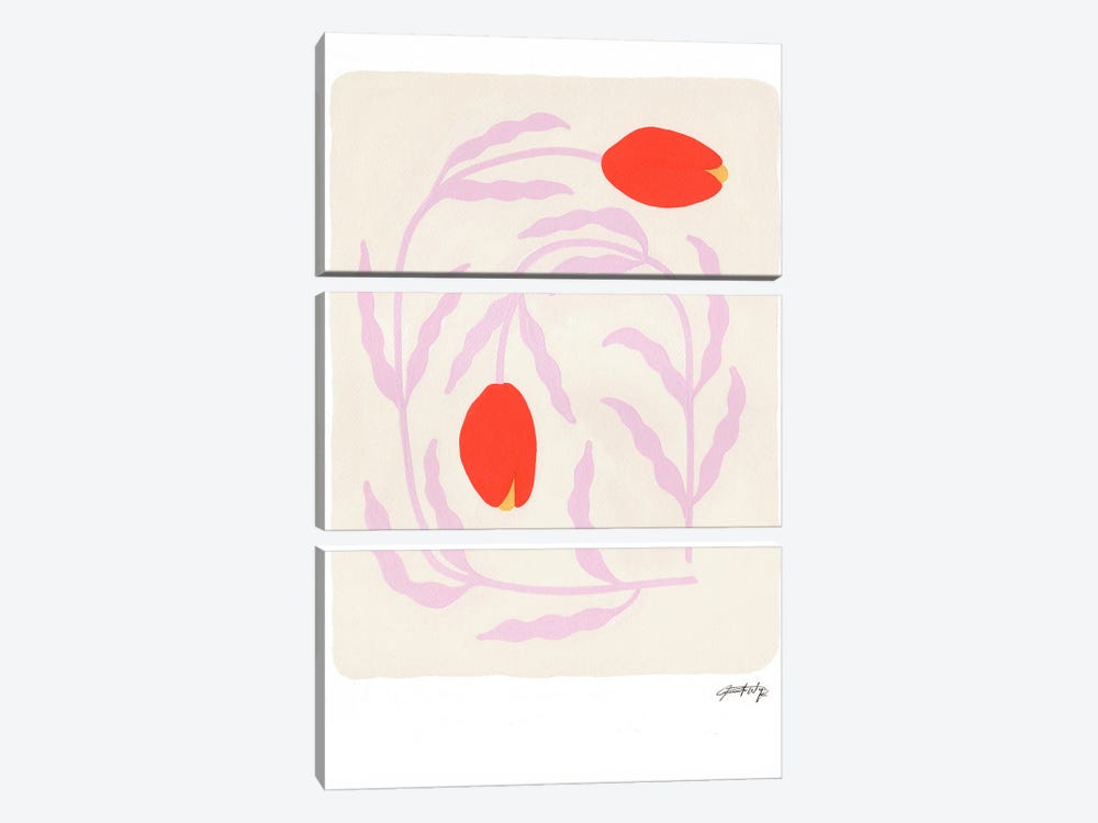 Abstract Floral III by Jen Wang Studios 3-piece Canvas Print