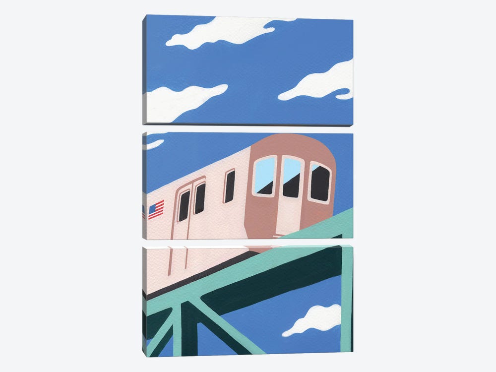 Subway Train by Jen Wang Studios 3-piece Canvas Art Print