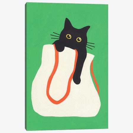 Cat In Bag Canvas Print #JWG7} by Jen Wang Studios Canvas Art