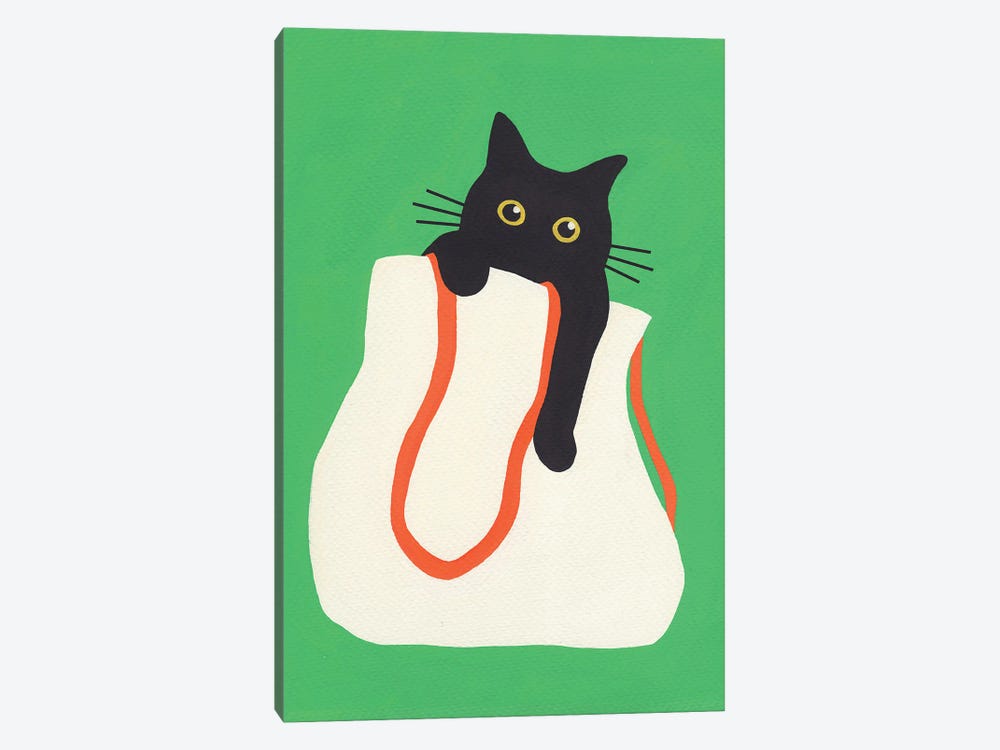 Cat In Bag by Jen Wang Studios 1-piece Canvas Artwork