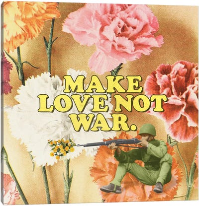 Make Love Not War Canvas Art Print - Carnation Art