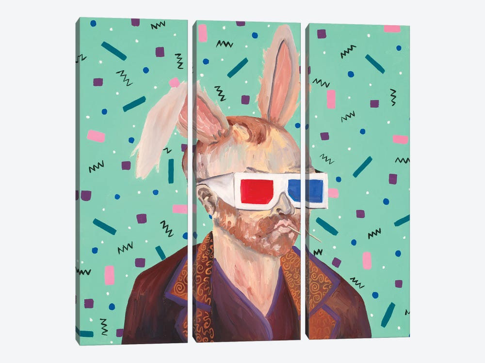 Mad Bunny by Jennifer Warren 3-piece Canvas Wall Art