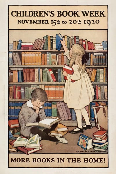 Jessie Wilcox Smith - Canvas Prints: Children's Book Week, November 15th To 20th, 1920. More Books In The Home! by Jessie Wilcox Smith