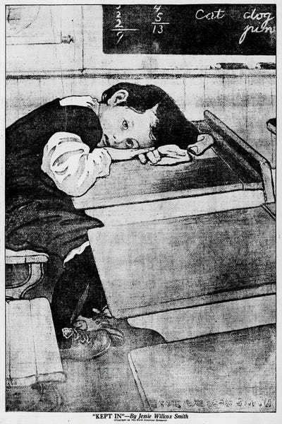 Jessie Wilcox Smith - Canvas Prints: Kept In by Jessie Wilcox Smith