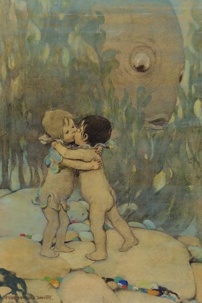 Jessie Wilcox Smith - Canvas Prints: They Hugged And Kissed Each Other For Ever So Long by Jessie Wilcox Smith