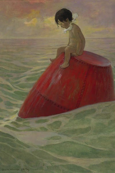 Jessie Wilcox Smith: Tom Sat Upon The Buoy Long Days by Jessie Wilcox Smith