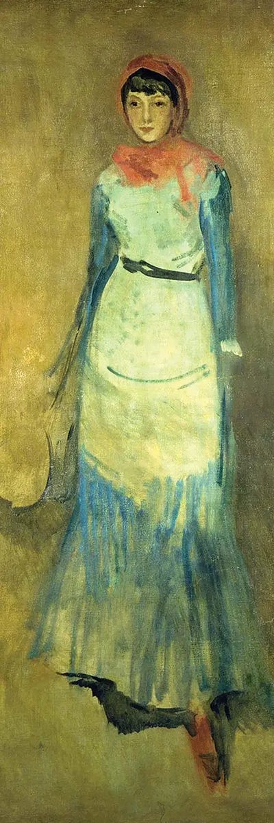 Canvas Print: Harmony In Coral And Blue Miss Finch by James Abbott McNeill Whistler - thumbnail