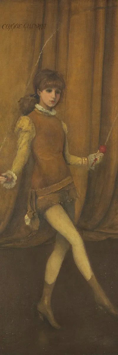 Canvas Print: Harmony In Yellow And Gold The Gold Girl – Connie Gilchrist by James Abbott McNeill Whistler - thumbnail