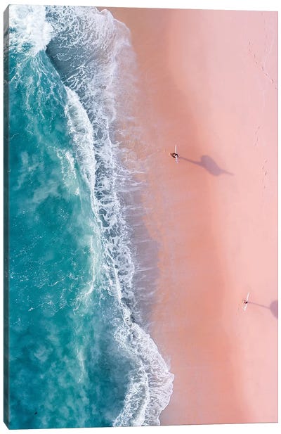 Sunset Surfers Canvas Art Print - Aerial Beaches 