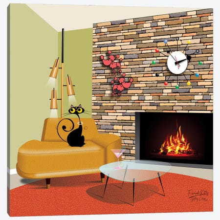 Fireside Kitty Canvas Print #JYC8} by Jeffrey Coleson Canvas Print